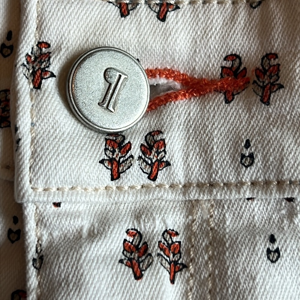 Pilcro Cream Skinny Jeans with Brown Floral Dot Print - Picture 7 of 13